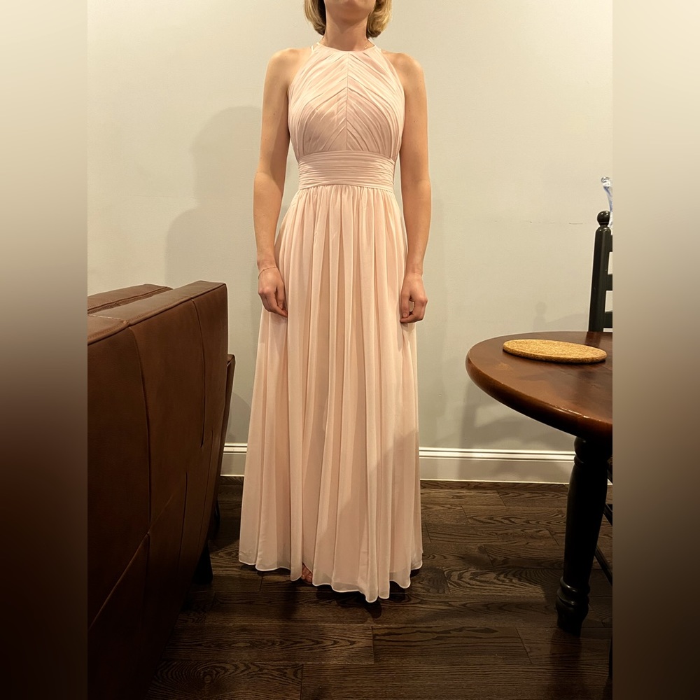 High Neck Levkoff Long Bridesmaid or Wedding Guest Dress. Style # 1161